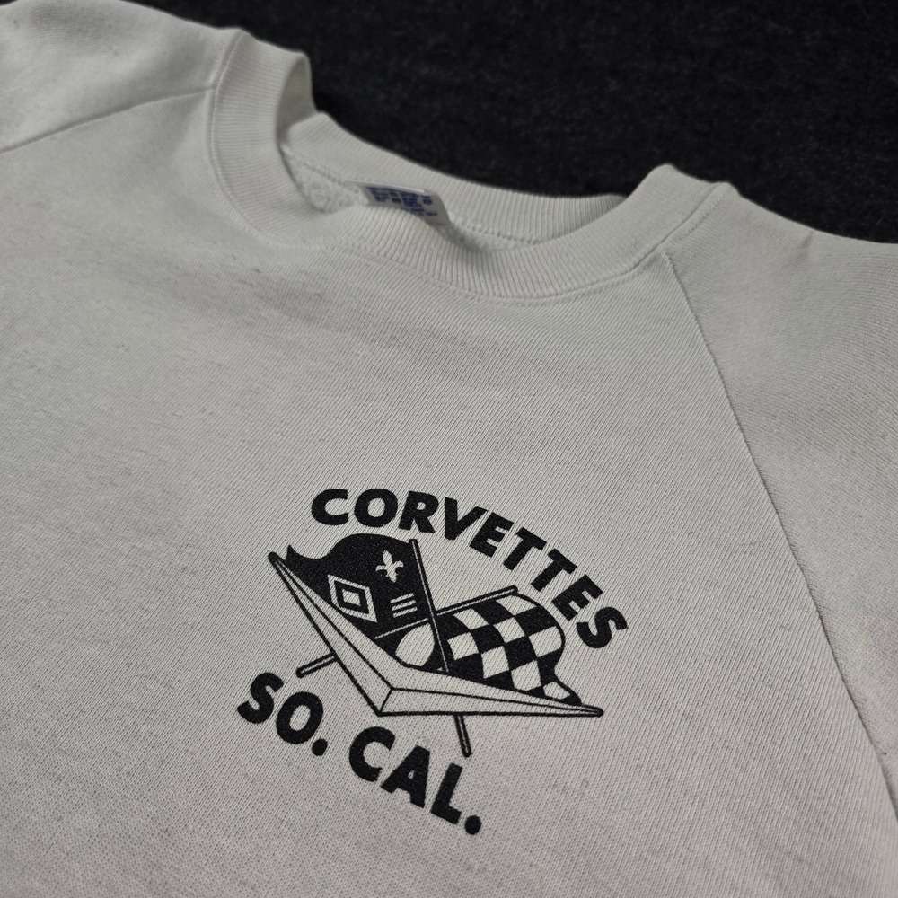 Vtg Corvettes So Cal Sweatshirt White Made in USA Raglan 90s Men's XL